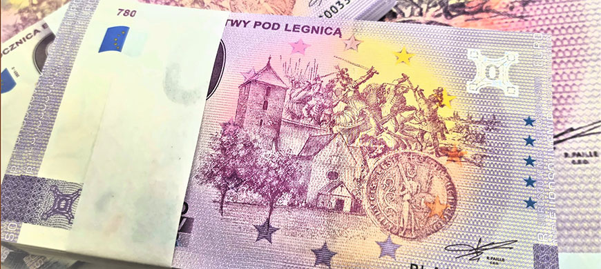 Pamiątkowe banknoty 0 euro upamiętniające 780 rocznicę bitwy pod Legnicą