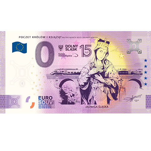 Banknot 0 euro - Poczet Królów i Książąt na pociągach Kolei Dolnośląskich. Jadwiga Śląska